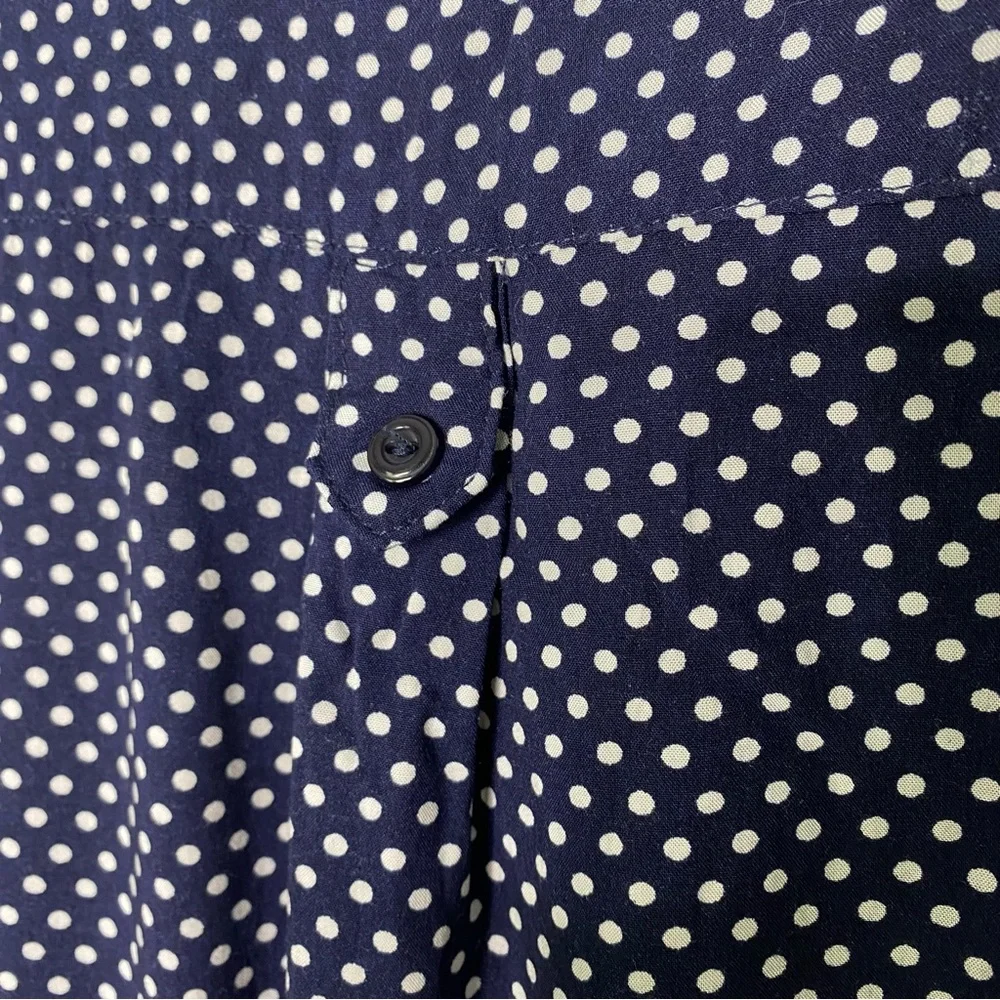Fun2Fun Navy Polka Dot Blouse Small Sleeveless Rayon Retro Classic Top - Picture 8 of 8